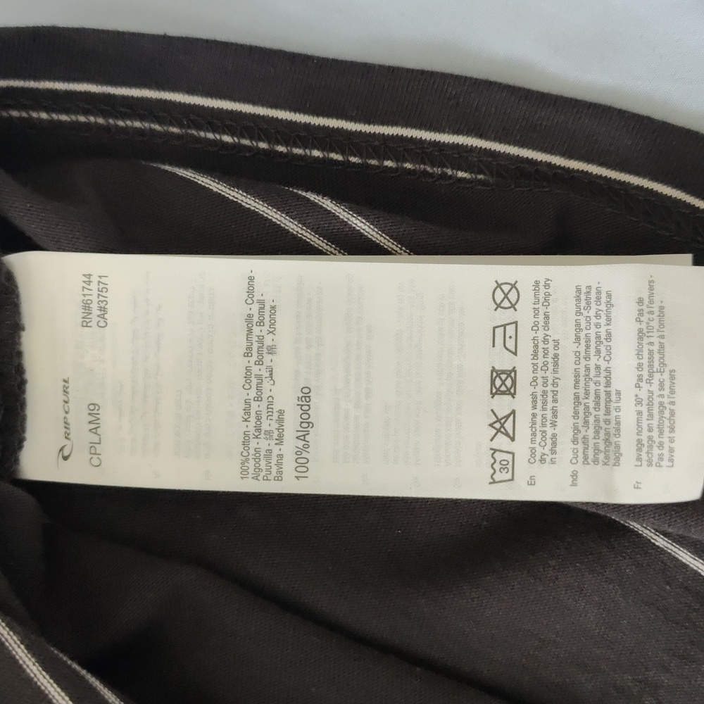 97. Rip Curl Plain Stripe Polo | Color: Washed Black - Picture 6 of 6